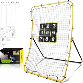 شبكة البيسبول والكرة اللينة من Eastgoing، شبكة رمي البيسبول مقاس 3.3 × 3.3FT مع هدف رمي، شبكة خلفية متعددة الزوايا للاعبي الكرة الطائرة، ولاعبي كرة القدم