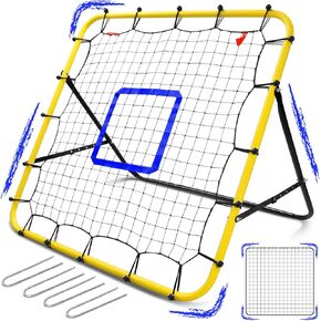 Eastgoing Baseball and Softball Rebounder Net,3.3×3.3FT Baseball Pitching Net with Pitching Target,Multi-Angle Bounce Back Net for Volleyball Rebounder, Soccer Rebounder