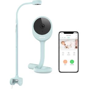 NETVUE Peekababy Baby Camera Monitor, Wireless Baby Monitor with Camera & Audio, 4-in-1 Crib Mount, Smart App, Sleep Analysis & Two-Way Talk (White)