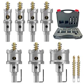 TCT Hole Saws for Hard Metal 2-Pack 3/4", Heavy Duty 19mm Tungsten Carbide Tipped Hole Cutters Set with Spring-Loaded Pilot Drill Bits for Stainless Steel, Metal, Iron, and Plastic