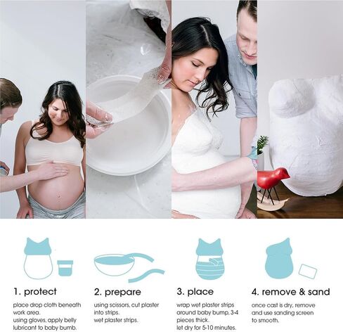 Pearhead Belly Casting Kit, Pregnancy Keepsake Making Kit, Easy DIY Plaster Cast Baby Bump Keepsake, Baby Gift For Expecting Moms and Ideal Nursery Decor, White in Saudi Arabia