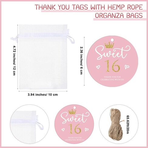 50 Sets Sweet 16 Party Favors for Guests Include Cheers to 16 Years Old Bottle Opener Keychain and Organza Bags Sweet 16 Cards with Rope 16 Party Favors for 16 Years Old Birthday Party in Saudi Arabia