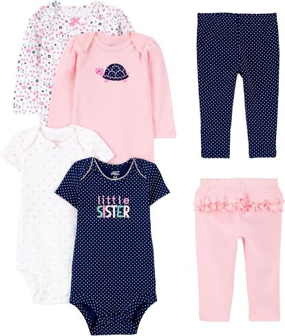 Simple Joys by Carter's baby-girls 6-piece Bodysuits (Short and Long Sleeve) and Pants Set in Saudi Arabia