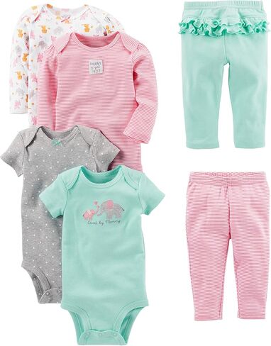 Simple Joys by Carter's baby-girls 6-piece Bodysuits (Short and Long Sleeve) and Pants Set in Saudi Arabia