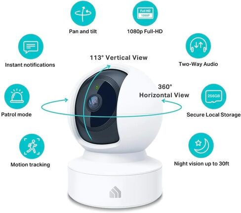 كاميرا كاميرا الأمن الذكية في KASA INDOOR/TILT ، 1080 بكسل HD CAMERA ، 2.4 جيجا هرتز مع الرؤية الليلية ، الكشف عن الحركة لمراقبة الأطفال والحيوانات الأليفة ، تخزين بطاقة Cloud & SD ، يعمل مع Alexa & Google Home (EC70) ، وايت in Kuwait