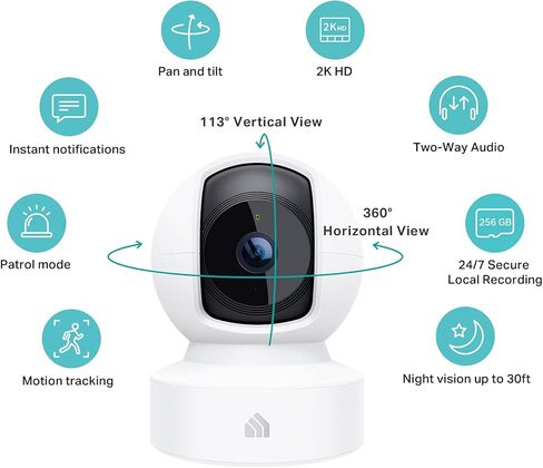 كاميرا كاميرا الأمن الذكية في KASA INDOOR/TILT ، 1080 بكسل HD CAMERA ، 2.4 جيجا هرتز مع الرؤية الليلية ، الكشف عن الحركة لمراقبة الأطفال والحيوانات الأليفة ، تخزين بطاقة Cloud & SD ، يعمل مع Alexa & Google Home (EC70) ، وايت in Kuwait