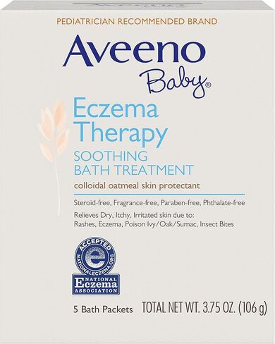 Aveeno Baby Eczema Therapy Soothing Bath Treatment for Relief of Dry, Itchy and Irritated Skin, Made with Soothing Natural Colloidal Oatmeal, 5 ct. in Saudi Arabia