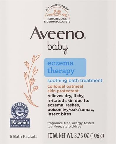 Aveeno Baby Eczema Therapy Soothing Bath Treatment for Relief of Dry, Itchy and Irritated Skin, Made with Soothing Natural Colloidal Oatmeal, 5 ct. in Saudi Arabia