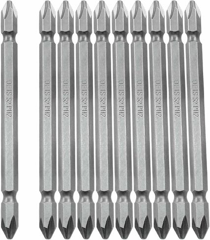 10PCS PH2 Phillips Double Ended Screwdriver Bits, 1/4 Inch Hex Shank, 2.5 Inch / 65 mm Length S2 Steel Tool Accessory in Saudi Arabia