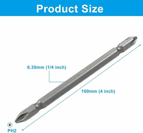 10PCS PH2 Phillips Double Ended Screwdriver Bits, 1/4 Inch Hex Shank, 2.5 Inch / 65 mm Length S2 Steel Tool Accessory in Saudi Arabia