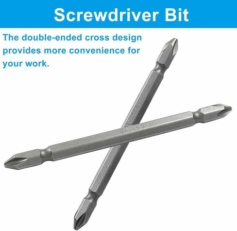 10PCS PH2 Phillips Double Ended Screwdriver Bits, 1/4 Inch Hex Shank, 2.5 Inch / 65 mm Length S2 Steel Tool Accessory in Saudi Arabia