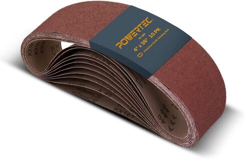 أحزمة الصنفرة Powertec 10pk 4x36 ، 40 أكسيد الألومنيوم الحصباء ، 4 × 36 بوصة للأحزمة الرملية لحزام الحزام وصنفرة القرص ، ورق الصنفرة ، والأعمال الخشبية ، وأعمال المعادن ، والطلاء ، وإزالة الصدأ (110620) in Kuwait