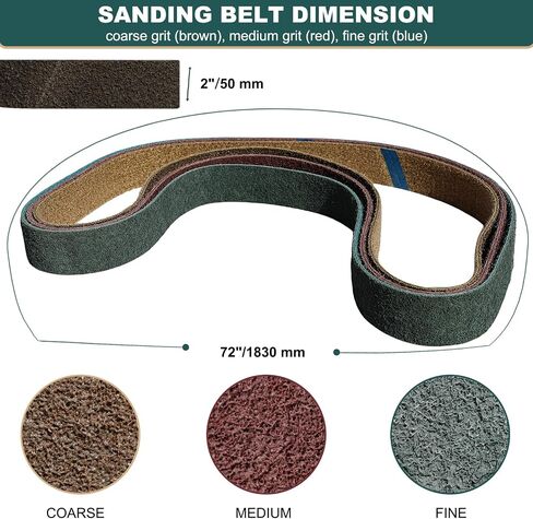 3 Pack 1-1/2 X 30 Inch Coarse, Medium, and Fine Grits Assortment Non Woven Surface Conditioning Sanding Belts for Pipe Tube Polisher Sander Metal Pole and Metal Fabricators Profession Sander Belt in Kuwait