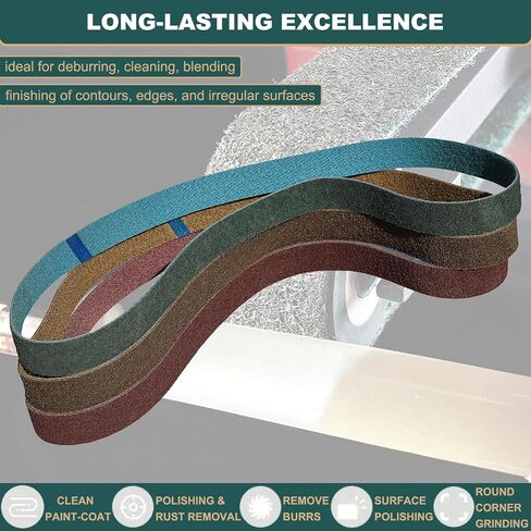 3 Pack 1-1/2 X 30 Inch Coarse, Medium, and Fine Grits Assortment Non Woven Surface Conditioning Sanding Belts for Pipe Tube Polisher Sander Metal Pole and Metal Fabricators Profession Sander Belt in Kuwait