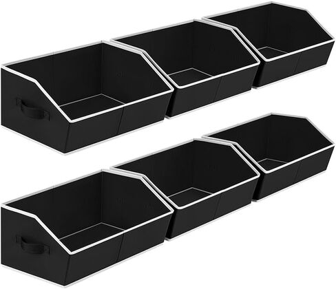 صناديق تخزين الخزانة، صناديق تخزين كبيرة شبه منحرفة بمقابض، 6 صناديق تخزين للخزانة، منظمات خزانة الكتان وتخزين الملابس والكتب (بيج) in Kuwait