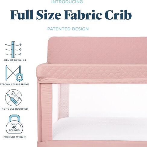 Baby Delight Lunaire Full Size Crib, Charcoal Tweed | Airy Mesh Walls for Air Flow & Visibility, Tool Free Assembly Baby Bed, Breathable Mesh Baby Crib in Saudi Arabia
