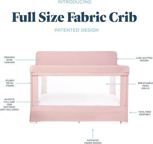 Baby Delight Lunaire Full Size Crib, Charcoal Tweed | Airy Mesh Walls for Air Flow & Visibility, Tool Free Assembly Baby Bed, Breathable Mesh Baby Crib in Saudi Arabia