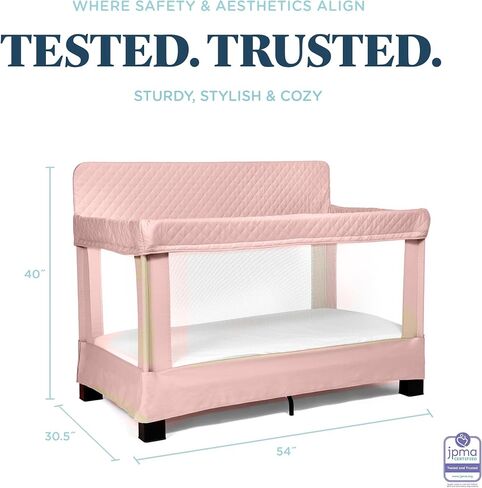 Baby Delight Lunaire Full Size Crib, Charcoal Tweed | Airy Mesh Walls for Air Flow & Visibility, Tool Free Assembly Baby Bed, Breathable Mesh Baby Crib in Saudi Arabia