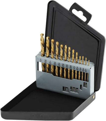 COMOWARE 13pcs Left Hand Drill Bit Set, SAE (1/16" - 1/4"), HSS M2 Drill Bit, 135° Split Point, Titanium Nitride Coated, Reverse Drills Bits for Metal/Plastic/Wood, with Index Case in Saudi Arabia