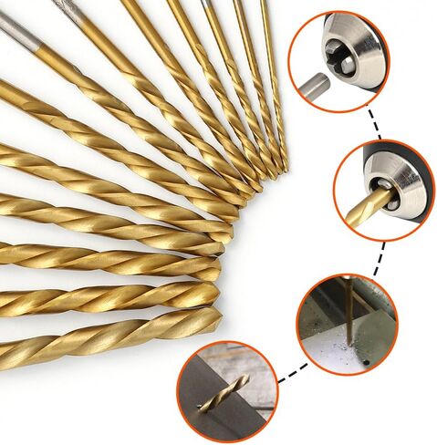 COMOWARE 13pcs Left Hand Drill Bit Set, SAE (1/16" - 1/4"), HSS M2 Drill Bit, 135° Split Point, Titanium Nitride Coated, Reverse Drills Bits for Metal/Plastic/Wood, with Index Case in Saudi Arabia
