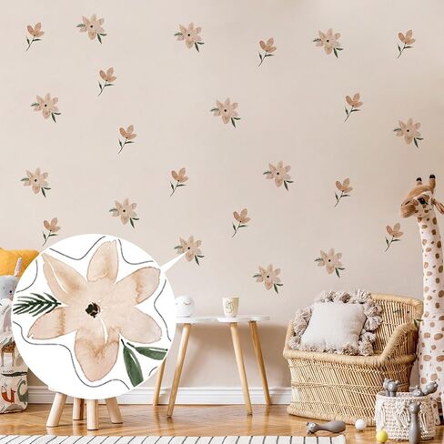 Boho Watercolor Nursery Wall Stickers Kid Room Wall Decals Removable DIY Decor PVC 4 Sheets in Saudi Arabia