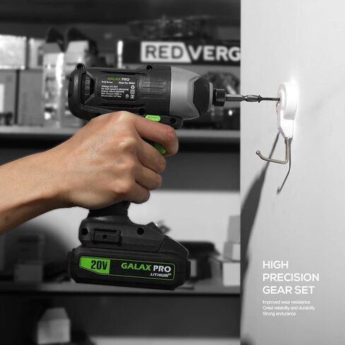 Galax Pro Impact Driver 20 V Lithium Ion 1/4 "سدافع سداسية مع ضوء عمل LED ، 6 قطع قطع مفك البراغي ، سرعة متغيرة (0-2800 دورة في الدقيقة)- 1.3 AH بطارية وشاحن مشمولة in Kuwait