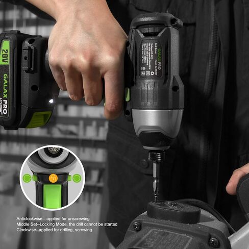 Galax Pro Impact Driver 20 V Lithium Ion 1/4 "سدافع سداسية مع ضوء عمل LED ، 6 قطع قطع مفك البراغي ، سرعة متغيرة (0-2800 دورة في الدقيقة)- 1.3 AH بطارية وشاحن مشمولة in Kuwait