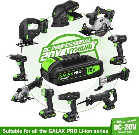 Galax Pro Impact Driver 20 V Lithium Ion 1/4 "سدافع سداسية مع ضوء عمل LED ، 6 قطع قطع مفك البراغي ، سرعة متغيرة (0-2800 دورة في الدقيقة)- 1.3 AH بطارية وشاحن مشمولة in Kuwait