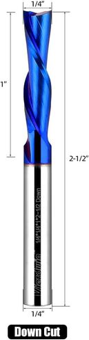 1/4 Inch Shank Spiral Compression Router Bit with DLC Coating - Solid Carbide CNC End Mill for Wood Carving, Engraving, and Grooving - 1/4 Inch Cutting Diameter, 1 Inch Cutting Length in Saudi Arabia