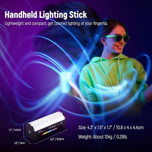 NEEWER RGB Light Wand with APP Control, Magnetic Handheld Photography Video Light Stick,2500K~8500K Dimmable CRI95+ Full Color LED Tube Bar with 2550mAh Battery, 17 Light Scenes for Vlog, TL21C in Saudi Arabia