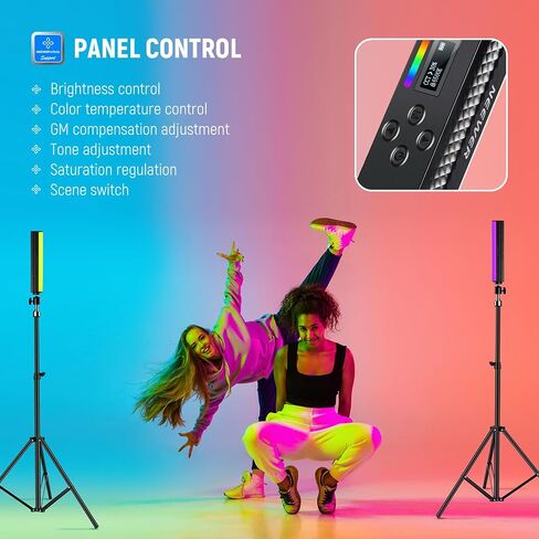 Neewer Pro Magnetic Light Light Wand with App Dmx Control/Custom Effects/Light Group ، 360 ° Full RGB ، 3200mah 2500 ~ 10000 k قابلة للإضاءة قابلة للإضاءة CRI97 17 لتسجيل الفيديو ، TL98C in Saudi Arabia