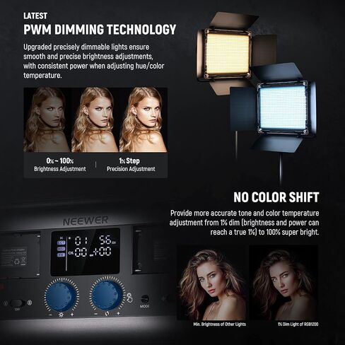 NEEWER RGB1200 RGB LED Video Light Panel with APP/2.4G Control, 60W Studio Photography Lighting 22000Lux@0.5m/1% Precise Min Dimming/360° Full Color/ CRI97+/TLCI98+/2500K-8500K/18 Effect with Barndoor in Saudi Arabia