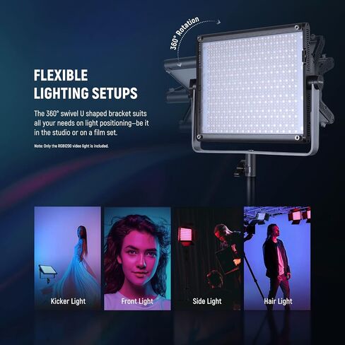 NEEWER RGB1200 RGB LED Video Light Panel with APP/2.4G Control, 60W Studio Photography Lighting 22000Lux@0.5m/1% Precise Min Dimming/360° Full Color/ CRI97+/TLCI98+/2500K-8500K/18 Effect with Barndoor in Saudi Arabia