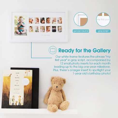 Pearhead My First Year Photo Moments, Baby's First Twelve Months Photo Collage and Gender Neutral Keepsake, Ideal for Baby Shower, New Mom Gift and Nursery Decor, 13 Photo Inserts, White in Saudi Arabia