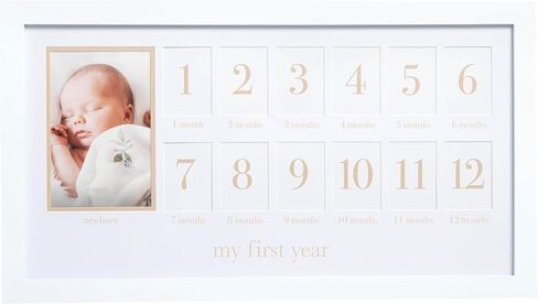 Pearhead My First Year Photo Moments, Baby's First Twelve Months Photo Collage and Gender Neutral Keepsake, Ideal for Baby Shower, New Mom Gift and Nursery Decor, 13 Photo Inserts, White in Saudi Arabia