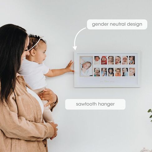 Pearhead My First Year Photo Moments, Baby's First Twelve Months Photo Collage and Gender Neutral Keepsake, Ideal for Baby Shower, New Mom Gift and Nursery Decor, 13 Photo Inserts, White in Saudi Arabia
