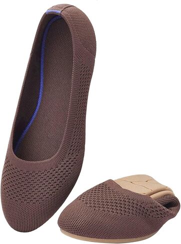 poemlady Women's Ballet Flats Slip On Knit Soft Round Toe Dress Shoes | Comfortable Ballerina Footwear with Non-Slip Rubber Sole, Breathable Casual Style Ideal for Teachers, Office & Daily Wear in Saudi Arabia