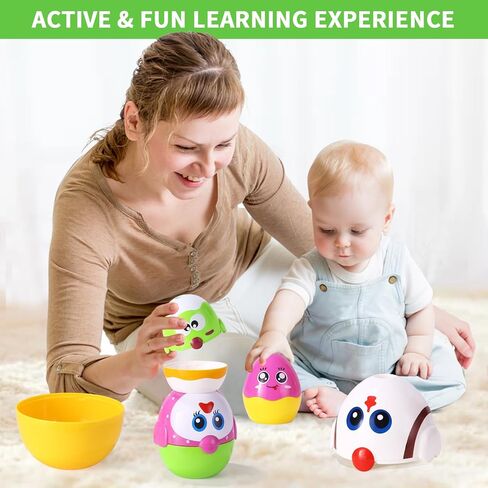 MOONTOY Toddler Chicken Nesting Stacking Eggs Toys, 8PCS Color Matching Game Shape Sorter STEM Fine Motor Skills Sensory Baby Bath Toys Montessori Educational Birthday Easter Gift 6 Months, 1 2 3 Year in Saudi Arabia