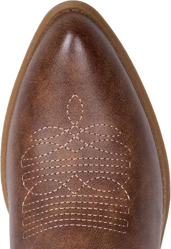 IXU Cowboy Boots for Women Wide Suede Ankle Western Cowgirl Boots Mid Calf Pointed Toe Short Chunky Classic Booties in Saudi Arabia