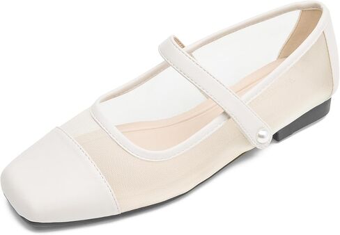 حذاء ماري جين للنساء، حذاء مسطح سهل الارتداء بحزام الكاحل (بني، 7) in Kuwait