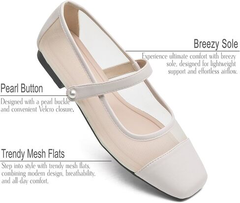 حذاء ماري جين للنساء، حذاء مسطح سهل الارتداء بحزام الكاحل (بني، 7) in Kuwait