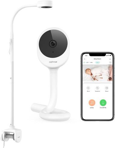 NETVUE Peekababy Baby Camera Monitor, Wireless Baby Monitor with Camera & Audio, 4-in-1 Crib Mount, Smart App, Sleep Analysis & Two-Way Talk (White) in Saudi Arabia