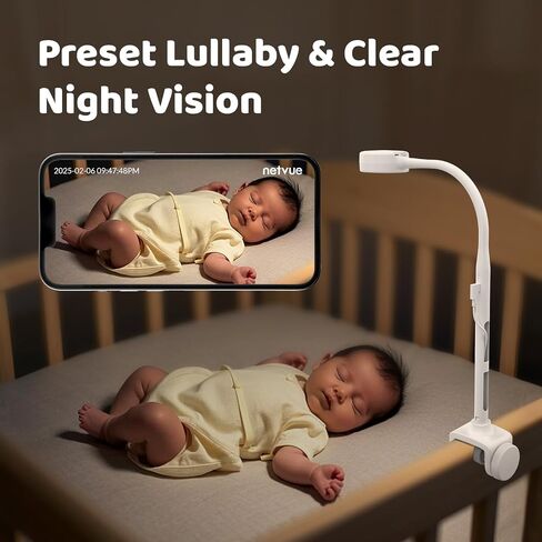 NETVUE Peekababy Baby Camera Monitor, Wireless Baby Monitor with Camera & Audio, 4-in-1 Crib Mount, Smart App, Sleep Analysis & Two-Way Talk (White) in Saudi Arabia