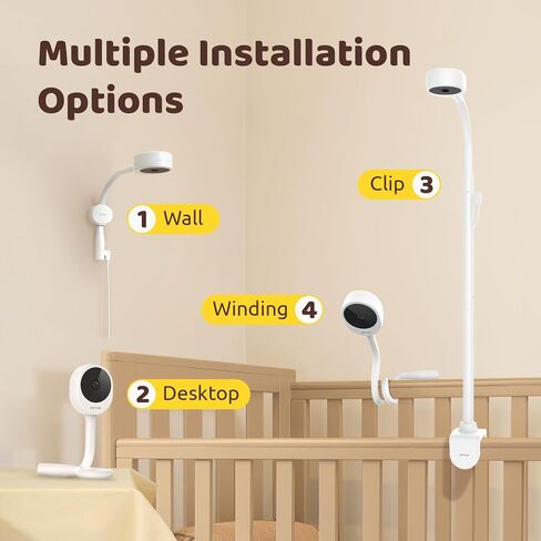 NETVUE Peekababy Baby Camera Monitor, Wireless Baby Monitor with Camera & Audio, 4-in-1 Crib Mount, Smart App, Sleep Analysis & Two-Way Talk (White) in Saudi Arabia