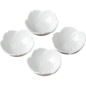 Jusalpha Pink Cherry Blossom Porcelain Sauce/Seasoning Dish, Sushi Soy Dipping Bowl, Dessert , Appetizer Plates, Serving Dish for Kitchen Home (Set of 4, Pink)