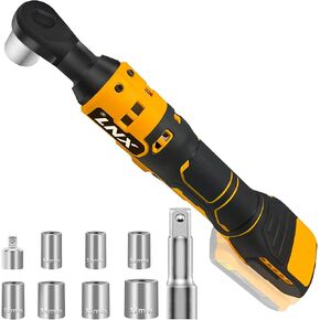 3/8" Cordless Ratchet Wrench Compatible with DEWALT 20V MAX Battery, 45Ft-Lbs 400 RPM Electric Ratchet Set, Variable Speed Power Ratchet, 1/4" Adapters, 3" Extension Bar & 7 Sockets (Tool Only)