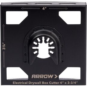 Arrow OSCGB1-1 1 Gang Electrical Box Drywall Cutting Blade for Oscillating Tools, Universal, Fits Most Multitools, Includes Adapter, Makes 2-7/8" by 3-3/4" Hole