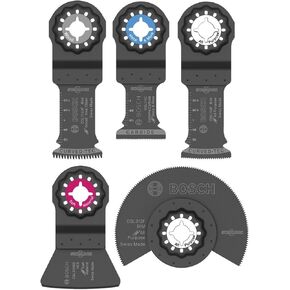 BOSCH OSL005C 5-Piece Starlock Oscillating Multi Tool Assorted Set Blades for Mixed Applications in Metal, Wood and Other General Purpose Materials with Included Case