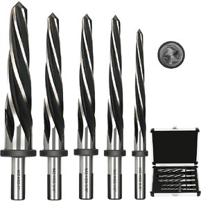 5 PCS M2 HSS Reamer Set,Bridge/Construction Reamer Drill Bits for Steel, Metal, Wood, Alloy,Align and Enlarge Existing Holes to 3/8", 1/2", 5/8", 3/4", 1",Fit 1/2" or 3/8" Shank Chuck