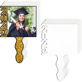 12 قطعة العودة إلى المدرسة DIY فراغات التسامي مجداف مروحة 2024 مراوح اليد التخرج الخشب إطار الصورة لفصل الزفاف المدرسة الرياضية المسابقات الطرف التذكاري
